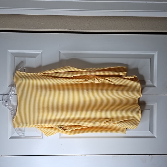 Michael Kors Yellow White Stripes Long Sleeve With Cut Out Shoulders Shirt Sz 1X - Picture 10 of 15